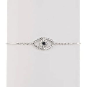 Sterling Silver Pave Swarovski Crystal Evil Eye Lariat Bracelet
ADORNIA
